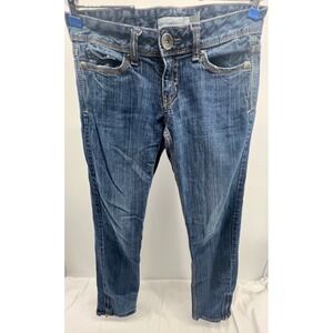 Aeropostale Womens Ultra Skinny Jeans Blue Distressed Zipper Ankle Size 1